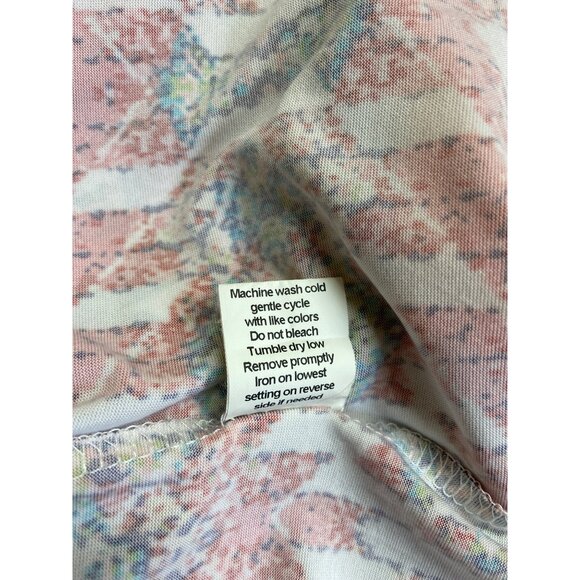 Notations Womens Top Large Multicolor Geometric V-Neck Coral Trim Grannycore - Picture 5 of 8